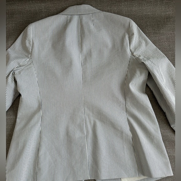 J.Crew 365 Women’s Striped Blazer Size 16 Blue White Lined Cotton Stretch - Picture 3 of 15
